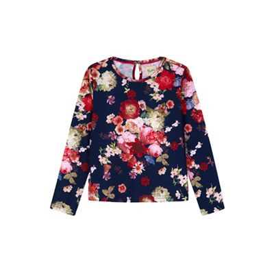 Yumi Girl blue Floral Oil Paint Top